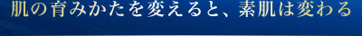 肌の育みかたを変えると、素肌は変わる