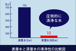 表層水と深層水の清浄性の比較図