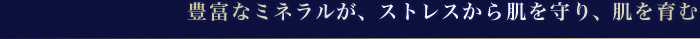 豊富なミネラルが、ストレスから肌を守り、肌を育む。